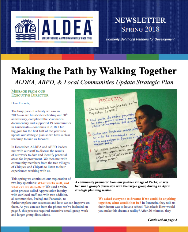 ALDEA Newsletter - Spring 2018